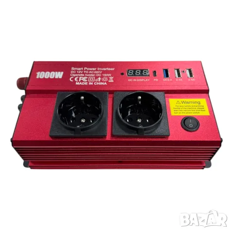 Автомобилен инвертор 12V към 220V 1000W, снимка 2 - Аксесоари и консумативи - 55862132