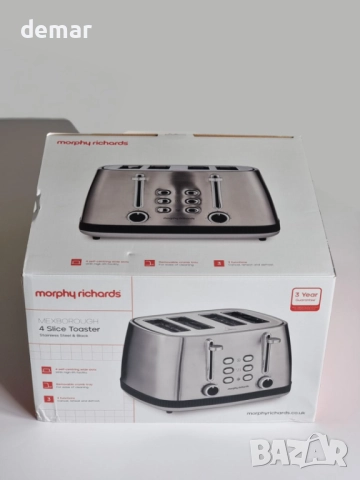 Тостер за 4 филии Morphy Richards Mexborough, 1860W,черна рамка,242901, снимка 8 - Тостери - 51866232