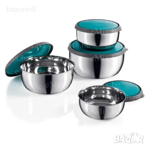 Kупи от неръждаема стомана за съхранение с капаци GOURMETMAXX, снимка 3 - Кутии за храна - 48665980