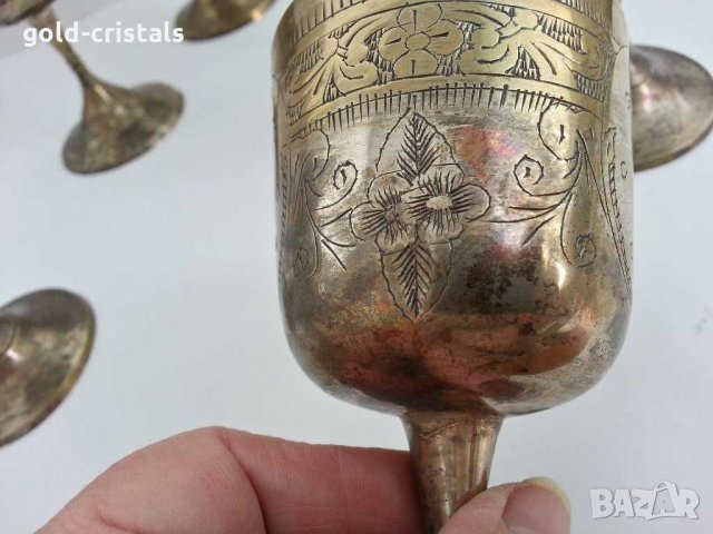 Посребрени чаши за вино месинг бронз, снимка 7 - Антикварни и старинни предмети - 29850622