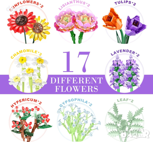 Under the Baubles Flowers Букет слънчогледи - комплект за сглобяване на домашна декорация (976 бр.), снимка 3 - Изкуствени цветя - 44655574