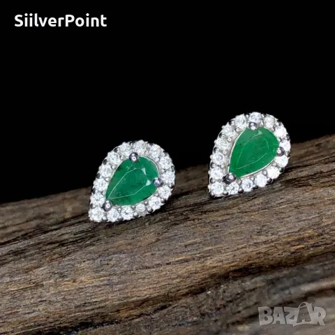 Сребърни обеци с натурални Изумруди , снимка 1