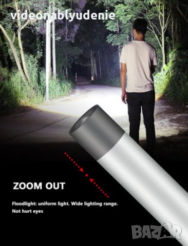 8000 Лумена XM-G Q5 LED Zoom 3 Режима Вградена Презареждаема Батерия 14500 1200mA Водонепромокаемост, снимка 9 - Прожектори - 30661119