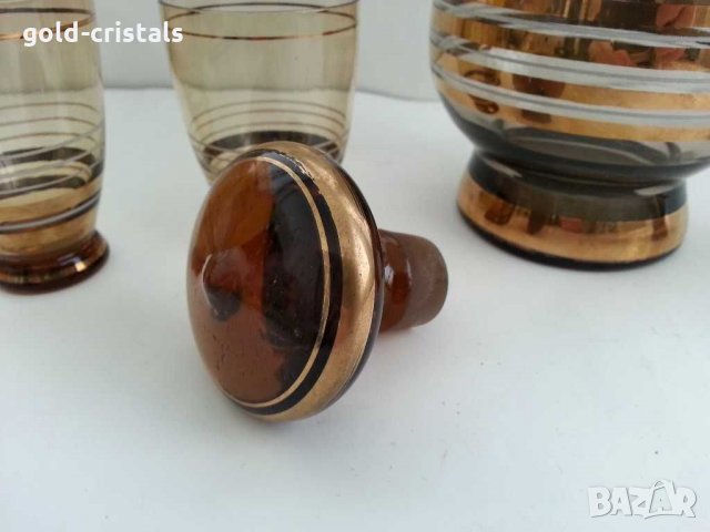 Ретро стъклени чаши и гарафа цветно стъкло , снимка 11 - Антикварни и старинни предмети - 31027824