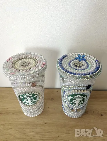 Комплект Starbucks чаши с ръчно залепени кристали