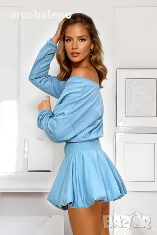 Дамски моден комплект от две части с пола-къси панталони Tulip, 4цвята , снимка 4 - Комплекти - 50109050