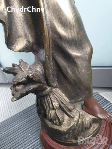52см-4кг Moreau ЦАМ статуетка/стара френска скулптура/фигура на жена с цветя и шал, снимка 10 - Статуетки - 54192902