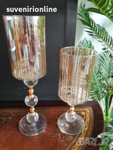 Луксозни стъклени свещници, снимка 3 - Декорация за дома - 38285420