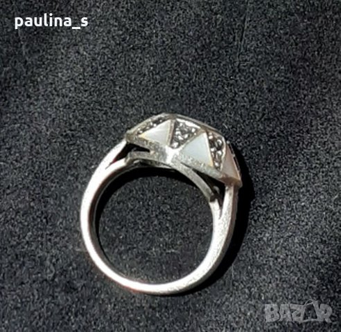 Стар руски пръстен със седеф - проба 925 и житен клас, снимка 8 - Пръстени - 29392511