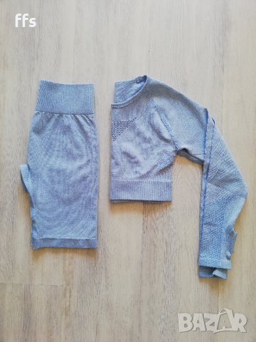 ЛИКВИДАЦИЯ! Нов спортен син сет - късо клинче и блуза с дълъг ръкав КОД: 654, снимка 2 - Спортни екипи - 31552624