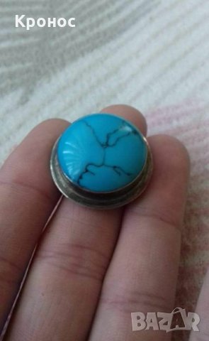 Сребърен пръстен с тюркоаз, снимка 6 - Пръстени - 30543312