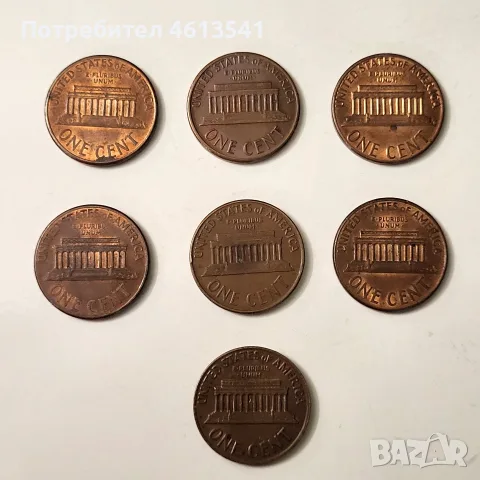 Лот от 7 по 1ц USA, снимка 2 - Нумизматика и бонистика - 55865659