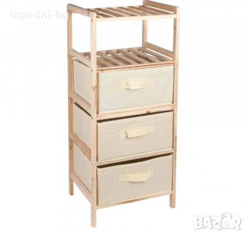 Дървен шкаф с 3 чекмеджета и 2 рафта, снимка 1 - Шкафове - 36690948