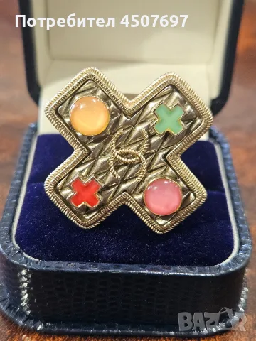 Пръстен Chanel CC Multicolor Gripoix c кръст, снимка 4 - Пръстени - 55790913
