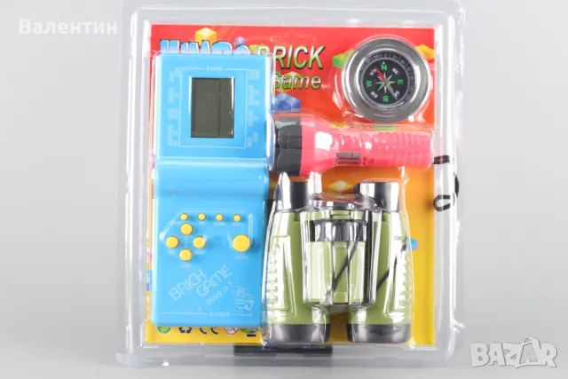 Комплект тетрис, бинокъл, компас и фенерче