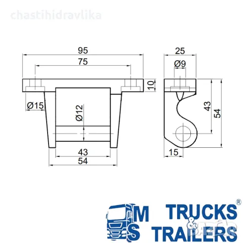 Елемент за долно отваряне на алуминиев капак 15307120, снимка 2 - Части - 48769007
