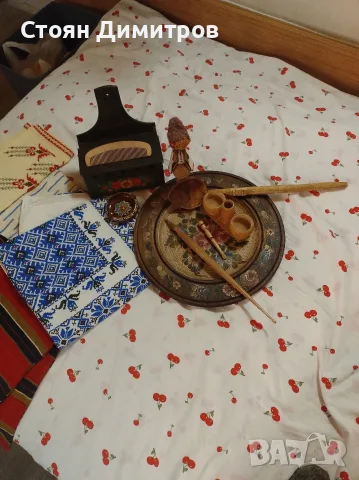 Стари-нови старинки, здрави,покривки,дървена рисувана чиния,лъжица,вретено,солница,кутия рисувана кр, снимка 9 - Колекции - 55717296