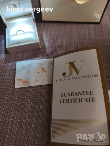 Елегантен златен пръстен с диаманти 0,31 ct (14 к.бяло злато)със сертификат., снимка 7 - Пръстени - 56083648