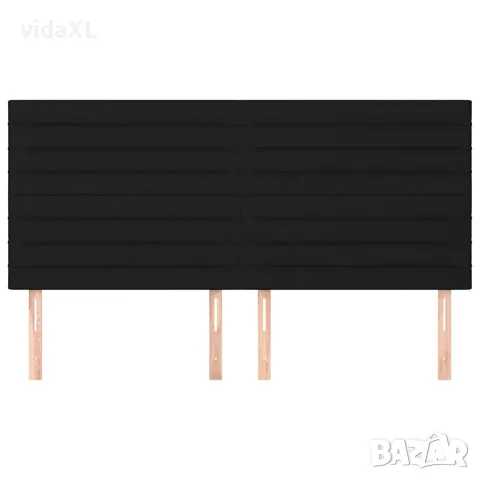 vidaXL Табла за легло, черна, 200x5x118/128 см, плат, снимка 3 - Тоалетки - 56146626