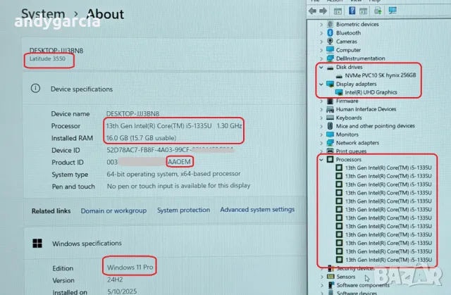 Dell Latitude 3550/Core i5-1335U/16GB RAM/256GB SSD/Intel Iris/Win 11 Pro/ ЧИСТО НОВ, ГАРАНЦИЯ 2 год, снимка 16 - Лаптопи за работа - 50233134