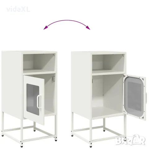 vidaXL Нощно шкафче бяло 36x39x78 cm Студено валцувана стомана, снимка 10 - Бюфети - 56148271