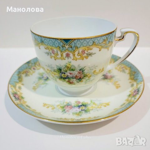 Японска порцеланова чаша с чинийка „Noritake“., снимка 1 - Колекции - 44252001