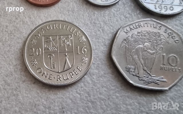 Монети. Мавриций. 5, 20  цента.  1/2 , 1  и 10 рупии. 5 бройки., снимка 4 - Нумизматика и бонистика - 42287455