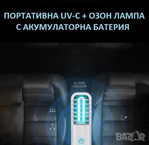 ПОРТАТИВНА UV-C + ОЗОН АНТИВИРУСНА Лампа - Разпродажба със 70% Намаление, снимка 14 - Друга електроника - 29974456