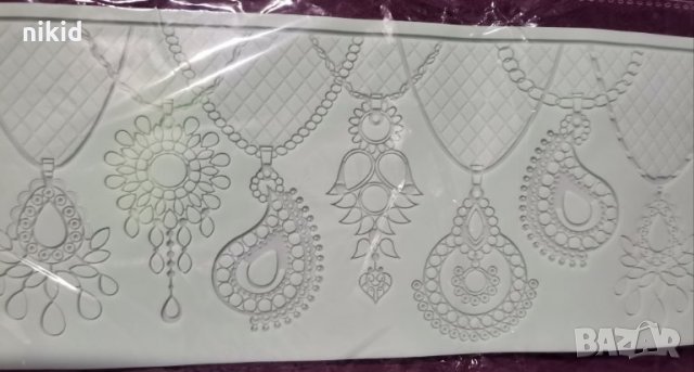 Дантела Накити висящи бижута борд силиконов молд форма украса торта с фондан гъмпейст, снимка 2 - Форми - 30354883