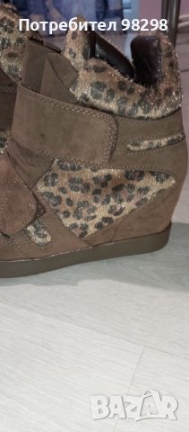 Ново! Дамски велурени боти със скрита платформа в леопардов десен, снимка 5 - Дамски боти - 42461920