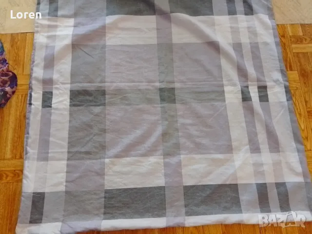 Голяма квадратна калъфка на каре в сиво и бяло с цип, снимка 2 - Спално бельо - 50335279