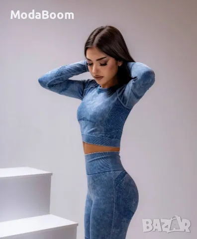 Син стилен дамски комплект от две части , снимка 3 - Комплекти - 48008113