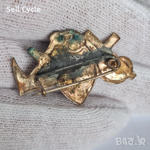 ✅ПОСРЕБРЕНА БРОШКА ВЯРА, НАДЕЖДА И ЛЮБОВ - ПСВ❗, снимка 2 - Антикварни и старинни предмети - 54043438