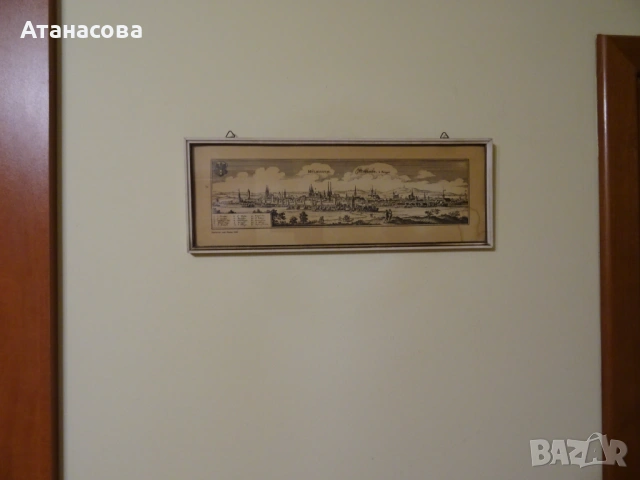 Стара немска гравюра на град Мюлхаузен през 1645 г картина, снимка 7 - Картини - 54002405