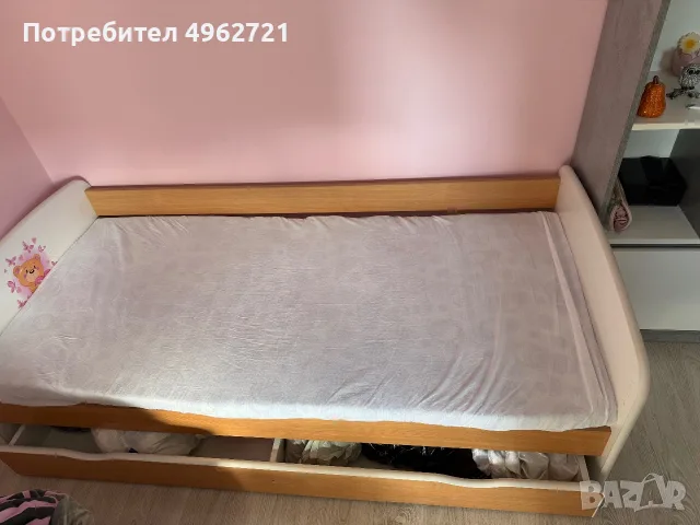 Детско легло, дървено, снимка 3 - Мебели за детската стая - 56258851