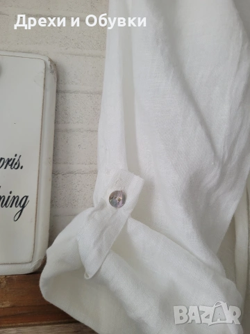 Бяла рокля тип риза 100% ЛЕН PLAZA NERA , снимка 8 - Рокли - 54157785