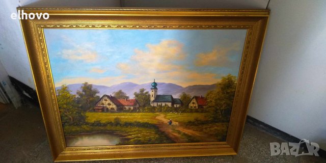 Картина в дървена рамка 94х74 Селски пейзаж