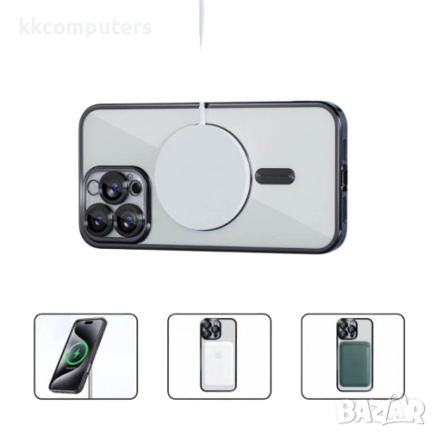 Силиконов кейс bSmart Chrome Magsafe с протектори за камерите и Протектор За iPhone 16 Pro Max (6.9), снимка 3 - Калъфи, кейсове - 51932227