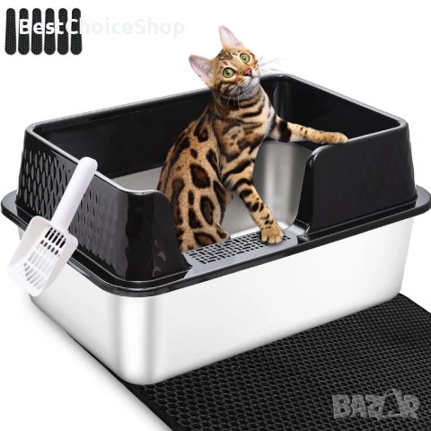 Кутия за котешки отпадъци от неръждаема стомана голяма / котешка тоалетна