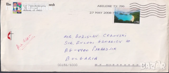 Пътували пликове с марки Латино Джаз флагове 2008 Авиация Самолет Лангли Водопади Пчела от САЩ, снимка 4 - Филателия - 51048053