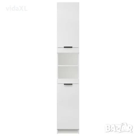 vidaXL Шкаф за баня, бял, 32x34x188,5 см, инженерно дърво, снимка 7 - Аксесоари за баня - 56147962