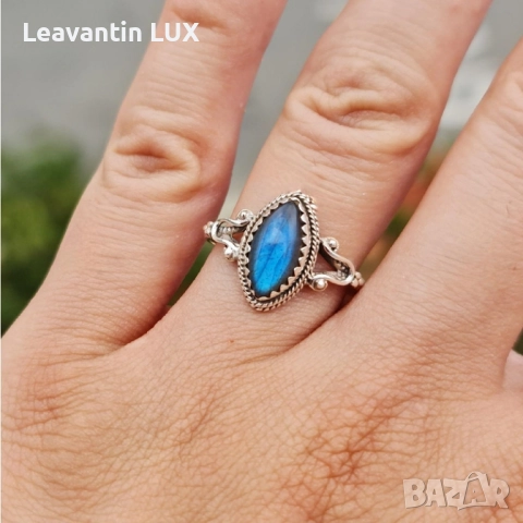 Сребърен пръстен с Лабрадорит , снимка 4 - Пръстени - 51611258