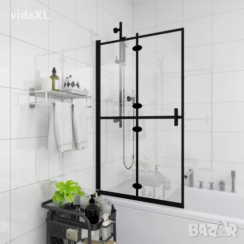 vidaXL Сгъваем душ параван, ESG стъкло, 80x140 см, черен, снимка 3 - Душове - 56146095