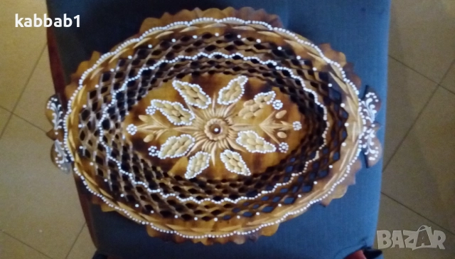 Декоративна дървена купа или чиния ръчно направена 38см / 27см, снимка 9 - Други - 52918725