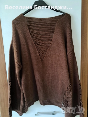 Кафяв пуловер , снимка 2 - Блузи с дълъг ръкав и пуловери - 52964674