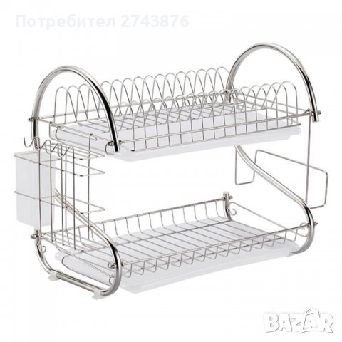 ЛУКСОЗЕН СУШИЛНИК ЗА СЪДОВЕ 2 ЕТ.,S ОБРАЗЕН,С ДВЕ ТАВИЧКИ-ТЕЖЪК ВАРИАНТ, снимка 2 - Аксесоари за кухня - 40153261