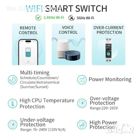 TONGOU Smart Switch 1–63A DIN рейка Tuya Smart Life, снимка 3 - Друга електроника - 53044286