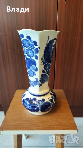 Нова висока, декоративна ваза на сини цветя, снимка 2 - Вази - 53145619