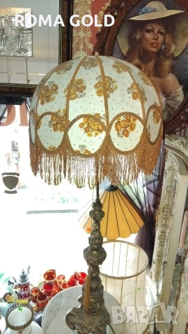 месингови лампи с текстилни абажури, снимка 2 - Настолни лампи - 54267481