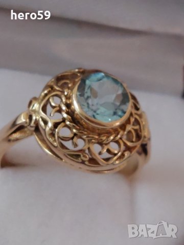 Дамски златен пръстен с аквамарин/злато 18к., снимка 4 - Пръстени - 39812551